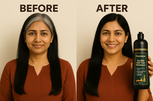 Sirf 5 Minute Mein Kaale Baal — PureVeda Ayurvedic Hair Dye Shampoo (Buy 1 Get 1 FREE | 100% Natural | No Gloves, No Damage)