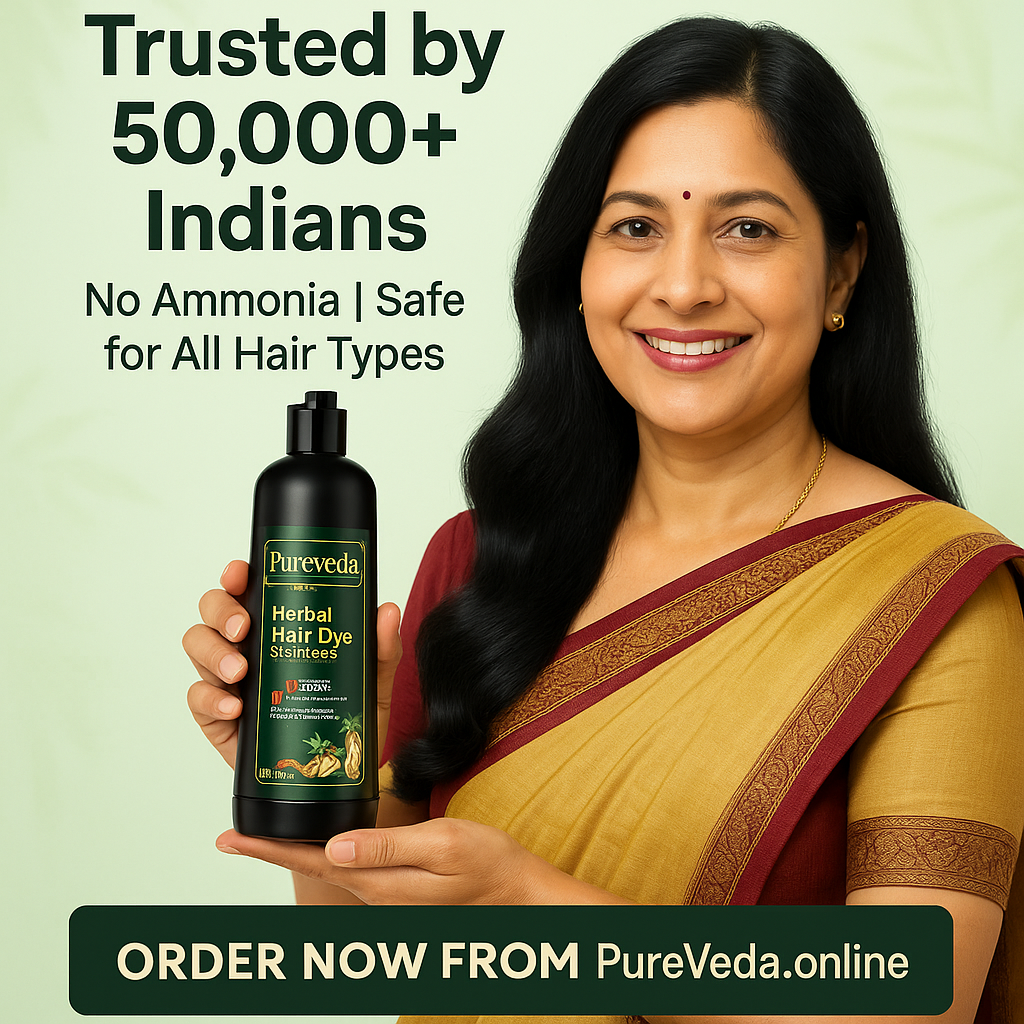 Sirf 5 Minute Mein Kaale Baal — PureVeda Ayurvedic Hair Dye Shampoo (Buy 1 Get 1 FREE | 100% Natural | No Gloves, No Damage)