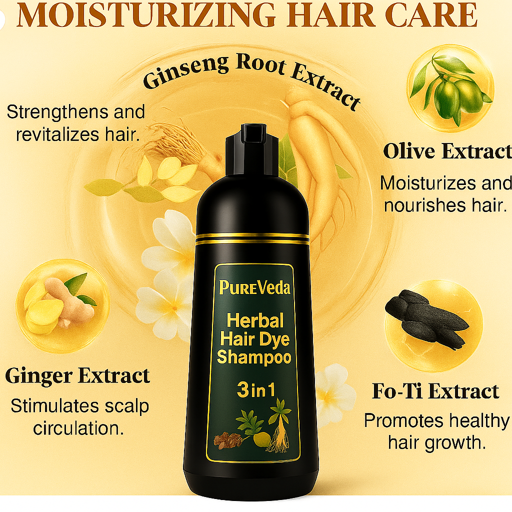 Sirf 5 Minute Mein Kaale Baal — PureVeda Ayurvedic Hair Dye Shampoo (Buy 1 Get 1 FREE | 100% Natural | No Gloves, No Damage)