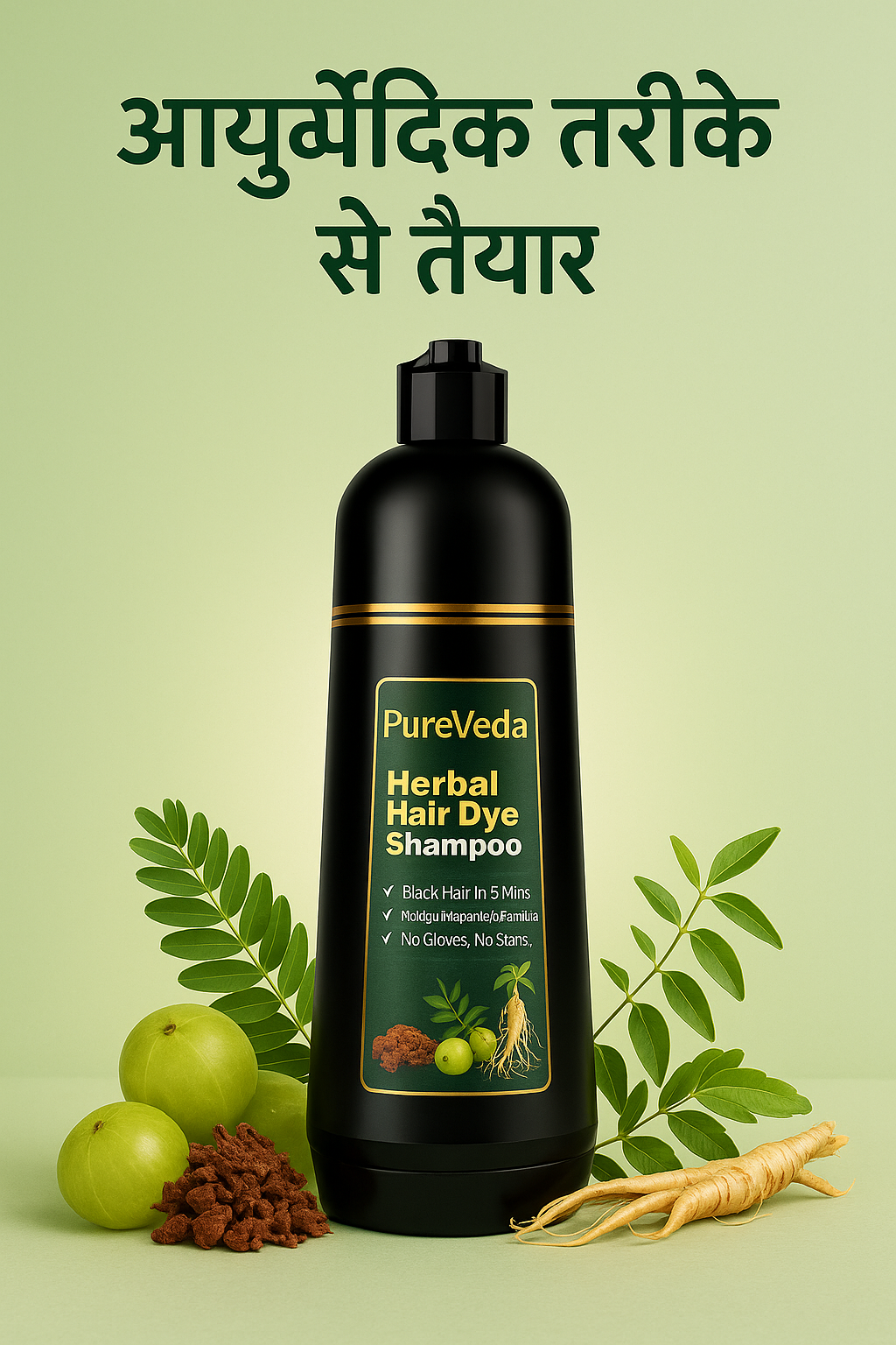 Sirf 5 Minute Mein Kaale Baal — PureVeda Ayurvedic Hair Dye Shampoo (Buy 1 Get 1 FREE | 100% Natural | No Gloves, No Damage)