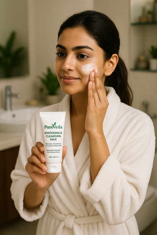 PureVeda Herbal Whitening & Cleansing Milk – Ayurvedic Face Cleanser for Glowing & Bright Skin (Pack of 2, 100g Each)