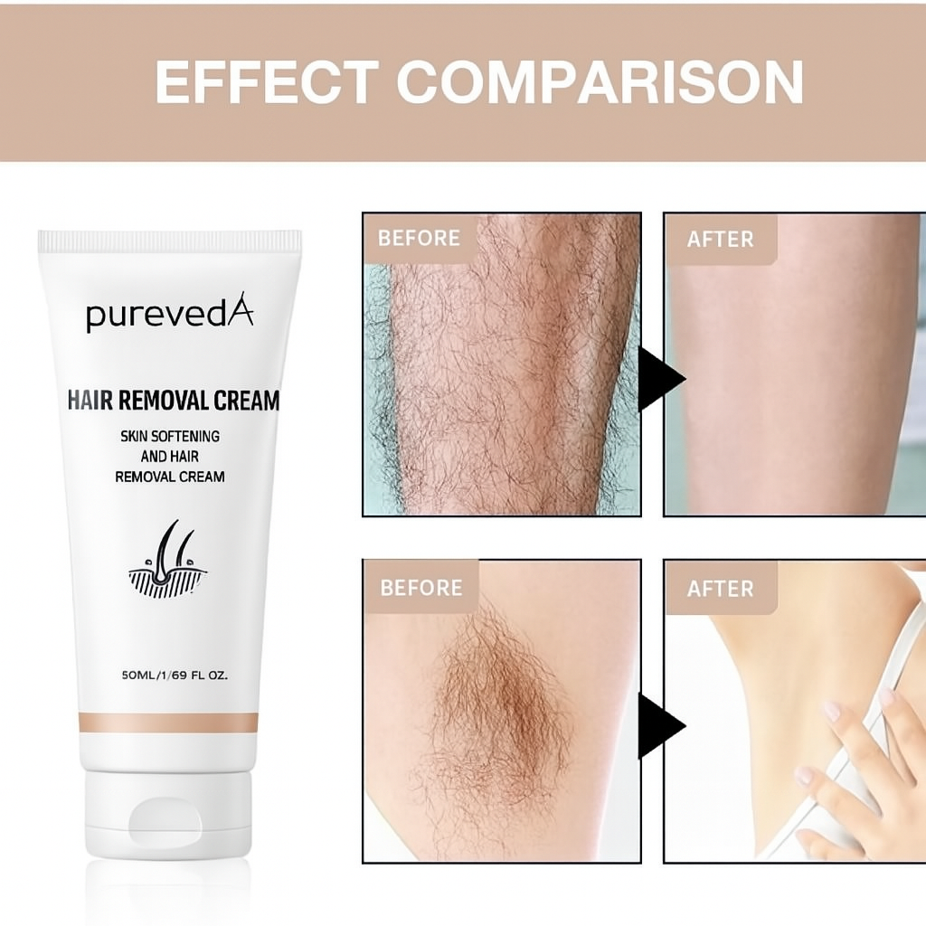 Pureveda Hair Removal Cream – Skin Softening & Painless | 50g Tube