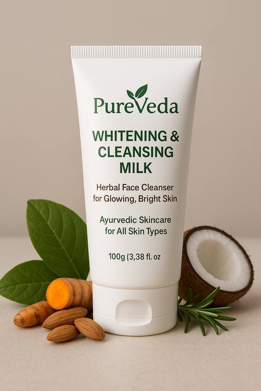 PureVeda Herbal Whitening & Cleansing Milk – Ayurvedic Face Cleanser for Glowing & Bright Skin (Pack of 2, 100g Each)
